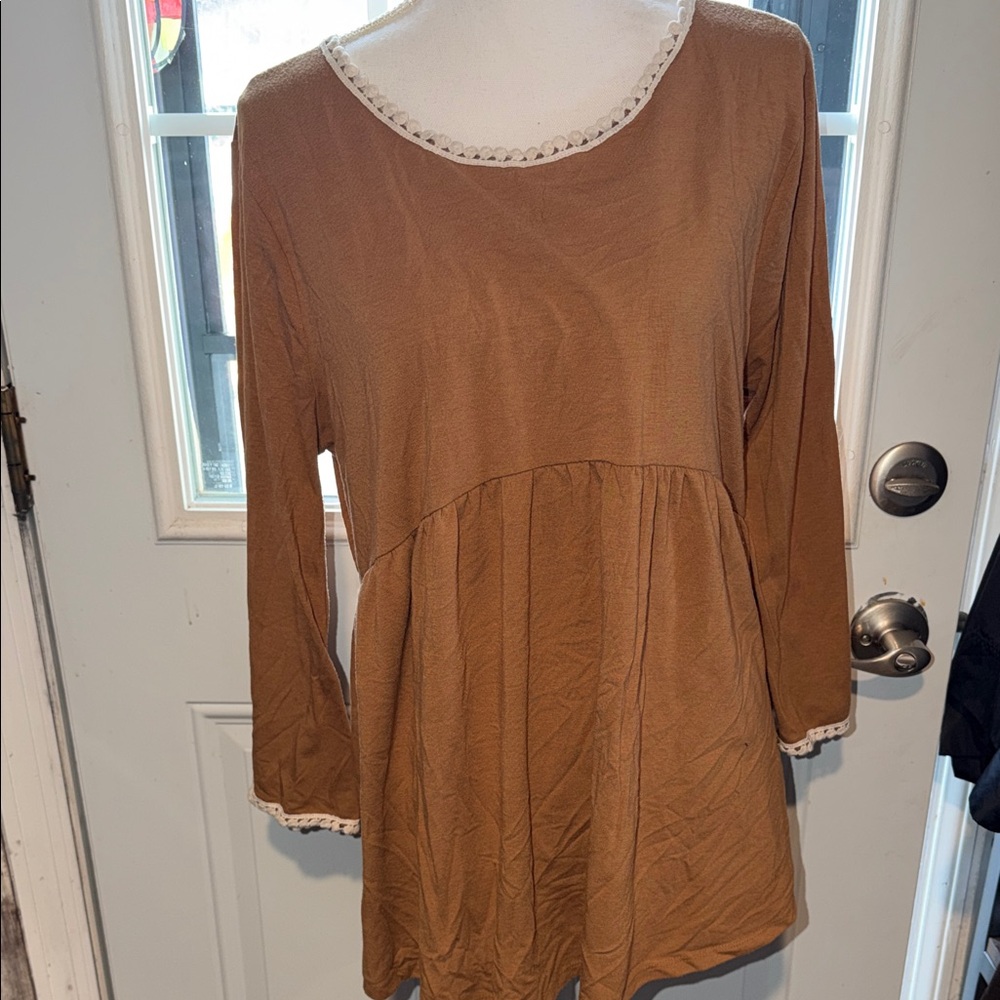 Zenana Outfitters Brown Long Sleeve Tunic
